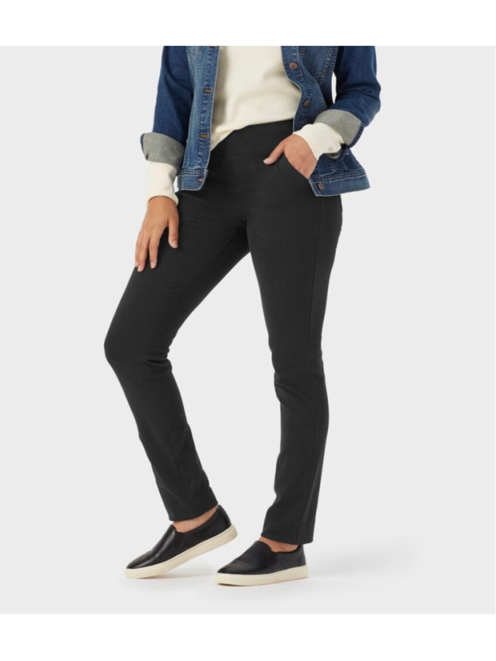 Duluth trading Women's NoGA Naturale Cotton Biack Slim Leg Pants Large 31
